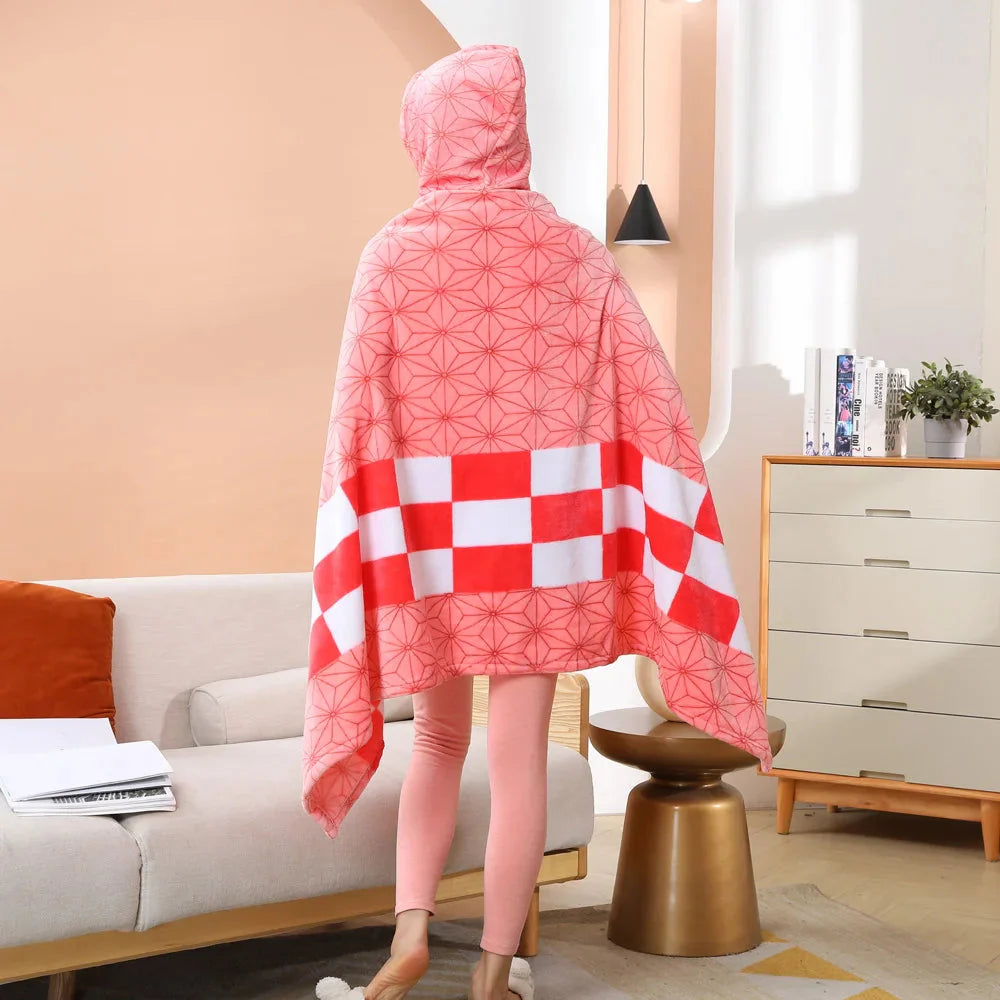 kawaiies-softtoys-plushies-kawaii-plush-Anime Demon Slayer Hooded Cape Blanket Apparel Nezuko 100 x 160cm (39 x 63 in) 