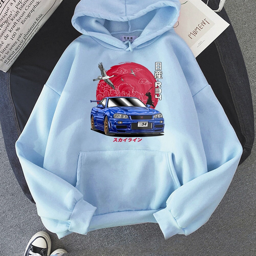 kawaiies-softtoys-plushies-kawaii-plush-Anime Initial D Hooded Sweatshirt Apparel Sky-Blue S 