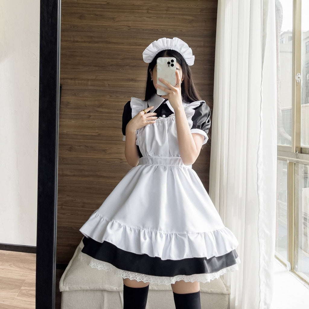 Black White Kawaii Lolita Maid Cosplay Women's Dress | NEW - Kawaiies - Adorable - Cute - Plushies - Plush - Kawaii