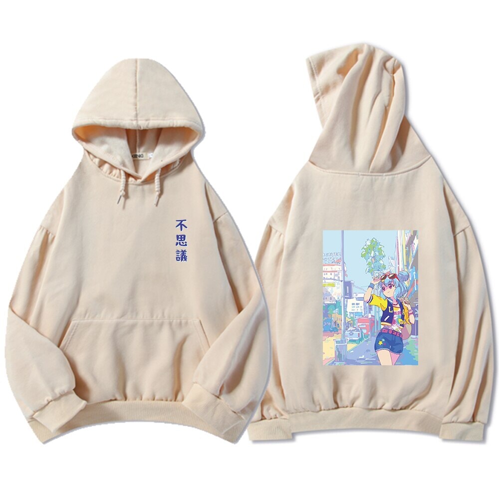 Blue Anime City Girl Unisex Kawaiies Hoodie - Kawaiies - Adorable - Cute - Plushies - Plush - Kawaii