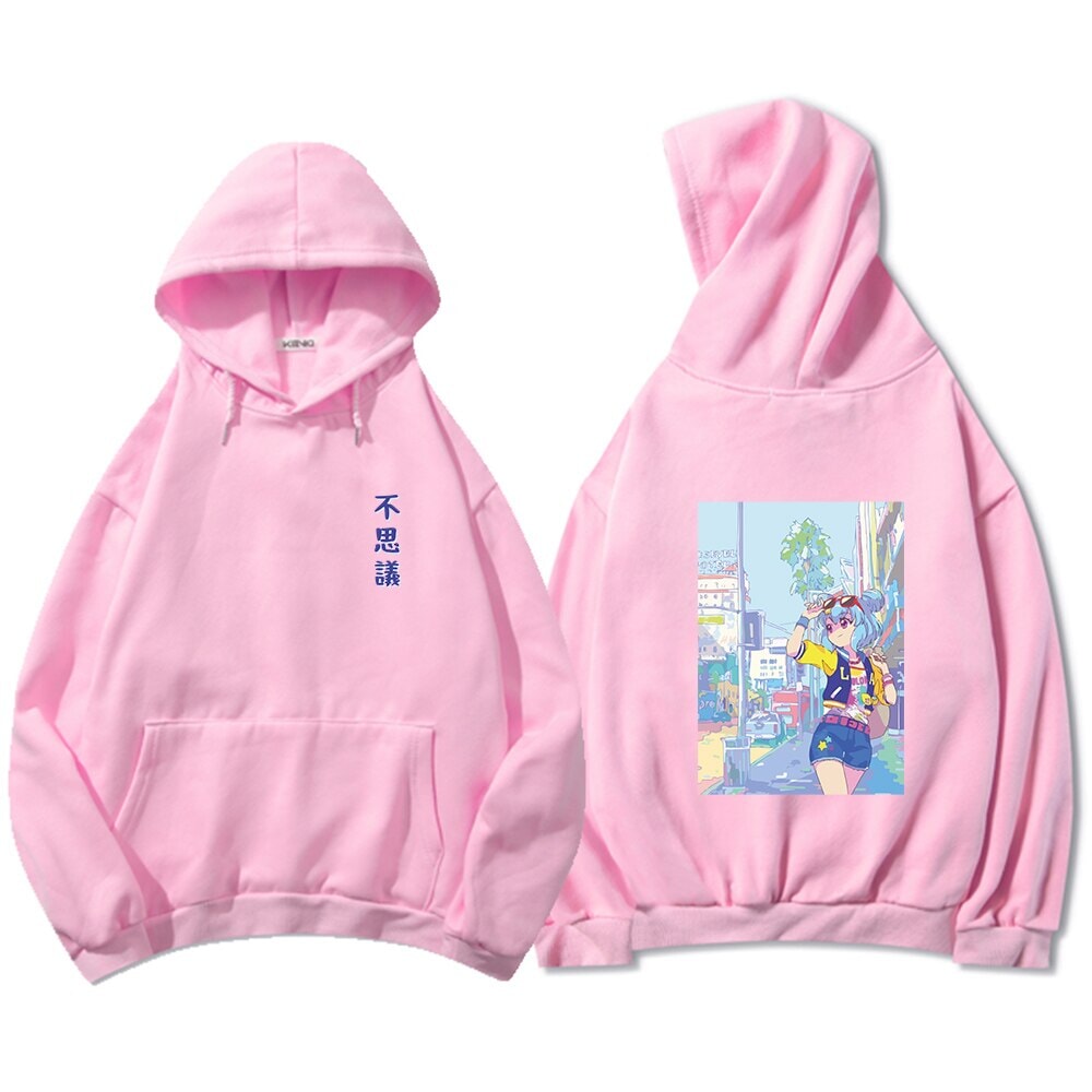 Blue Anime City Girl Unisex Kawaiies Hoodie - Kawaiies - Adorable - Cute - Plushies - Plush - Kawaii