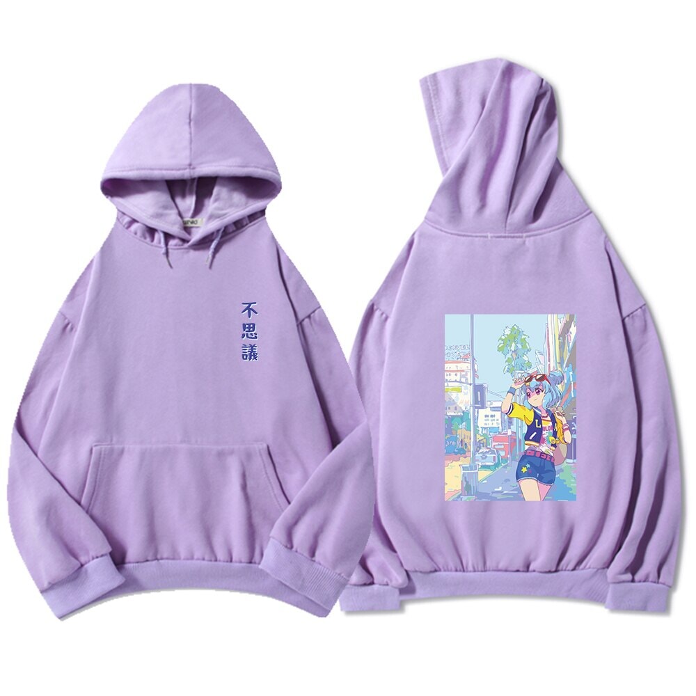 Blue Anime City Girl Unisex Kawaiies Hoodie - Kawaiies - Adorable - Cute - Plushies - Plush - Kawaii