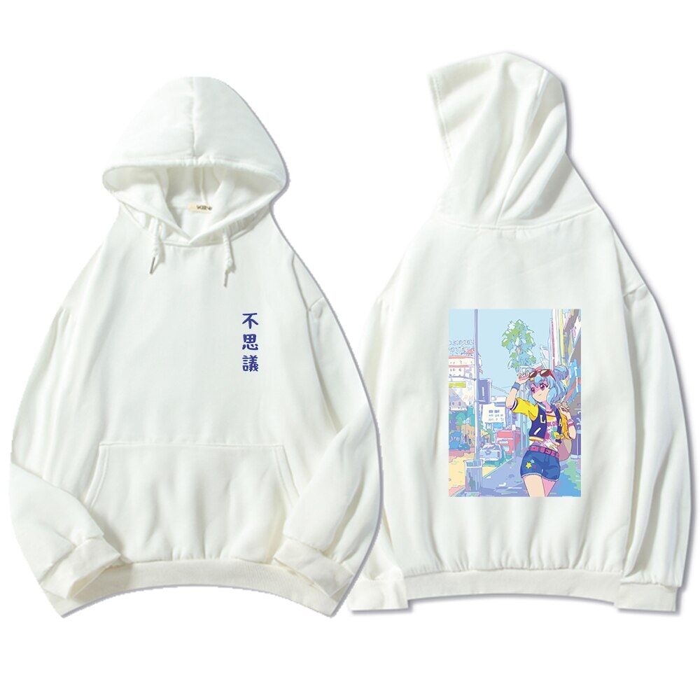 Blue Anime City Girl Unisex Kawaiies Hoodie - Kawaiies - Adorable - Cute - Plushies - Plush - Kawaii