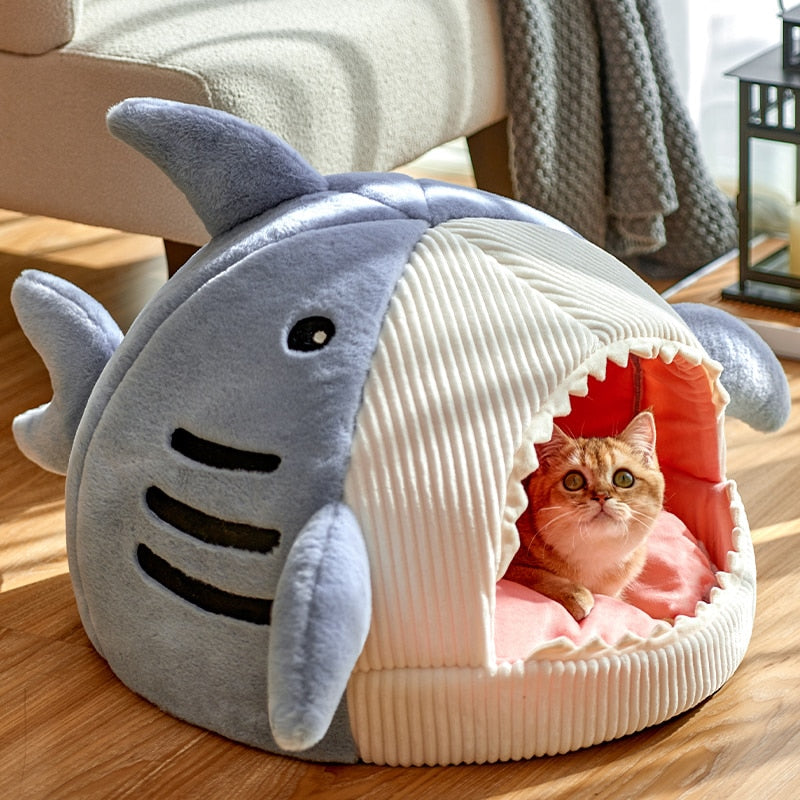 Blue Gray Shark Cat Dog Pet Bed House Hideout - Kawaiies - Adorable - Cute - Plushies - Plush - Kawaii