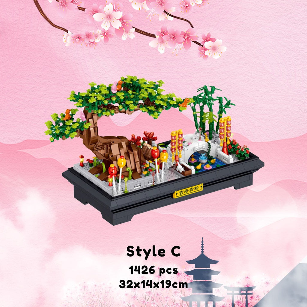 Bonsai Sakura Shrine Scenic Building Nano Sets Collection - Kawaiies - Adorable - Cute - Plushies - Plush - Kawaii