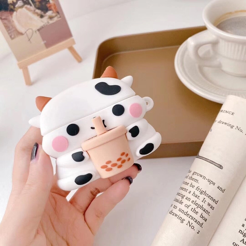 Bubbly Boba Cow Airpods Case (1&2&Pro) - Kawaiies - Adorable - Cute - Plushies - Plush - Kawaii