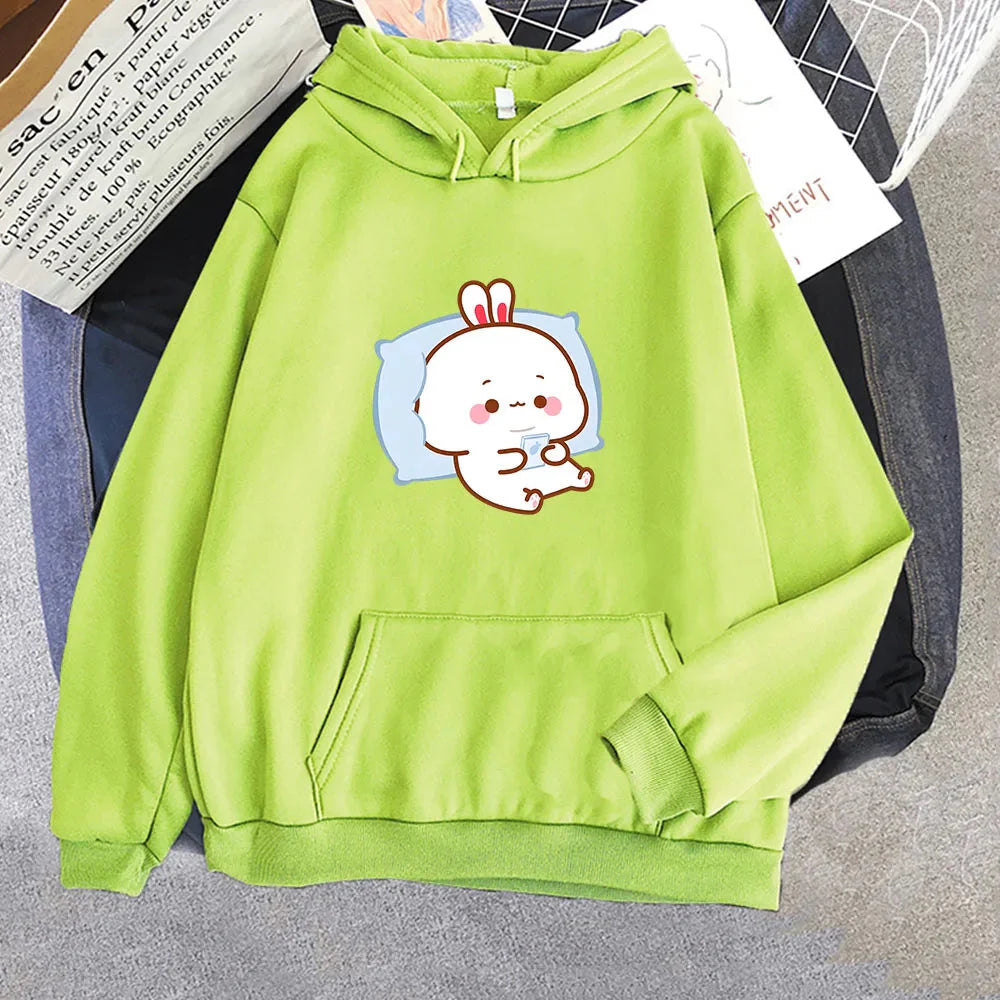 kawaiies-softtoys-plushies-kawaii-plush-Bubu the Chilling Bunny Unisex Hoodie Apparel Lime XS 