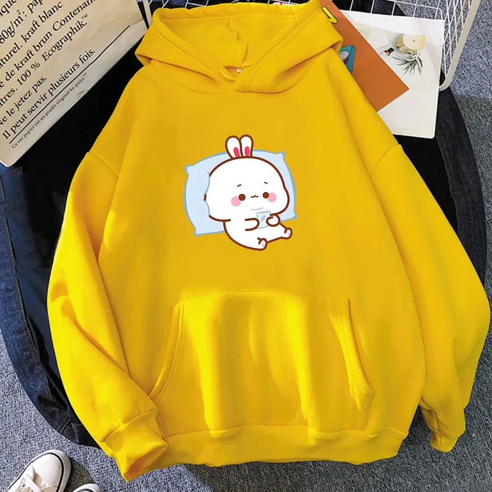 kawaiies-softtoys-plushies-kawaii-plush-Bubu the Chilling Bunny Unisex Hoodie Apparel Yellow XS 