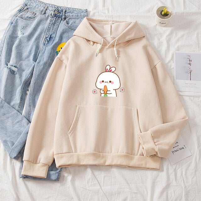 Kawaii White Bunny & Carrot Part-Cotton Hoodie - Kawaiies - Adorable - Cute - Plushies - Plush - Kawaii