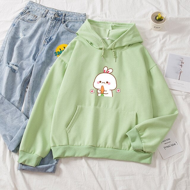 Kawaii White Bunny & Carrot Part-Cotton Hoodie - Kawaiies - Adorable - Cute - Plushies - Plush - Kawaii