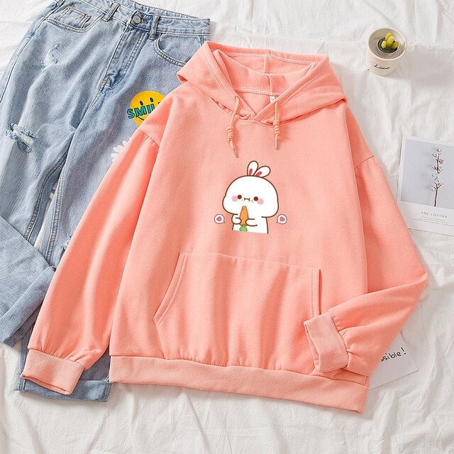 Kawaii White Bunny & Carrot Part-Cotton Hoodie - Kawaiies - Adorable - Cute - Plushies - Plush - Kawaii