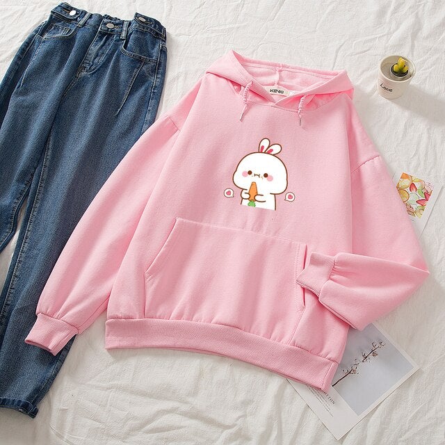 Kawaii White Bunny & Carrot Part-Cotton Hoodie - Kawaiies - Adorable - Cute - Plushies - Plush - Kawaii