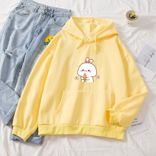 Kawaii White Bunny & Carrot Part-Cotton Hoodie - Kawaiies - Adorable - Cute - Plushies - Plush - Kawaii