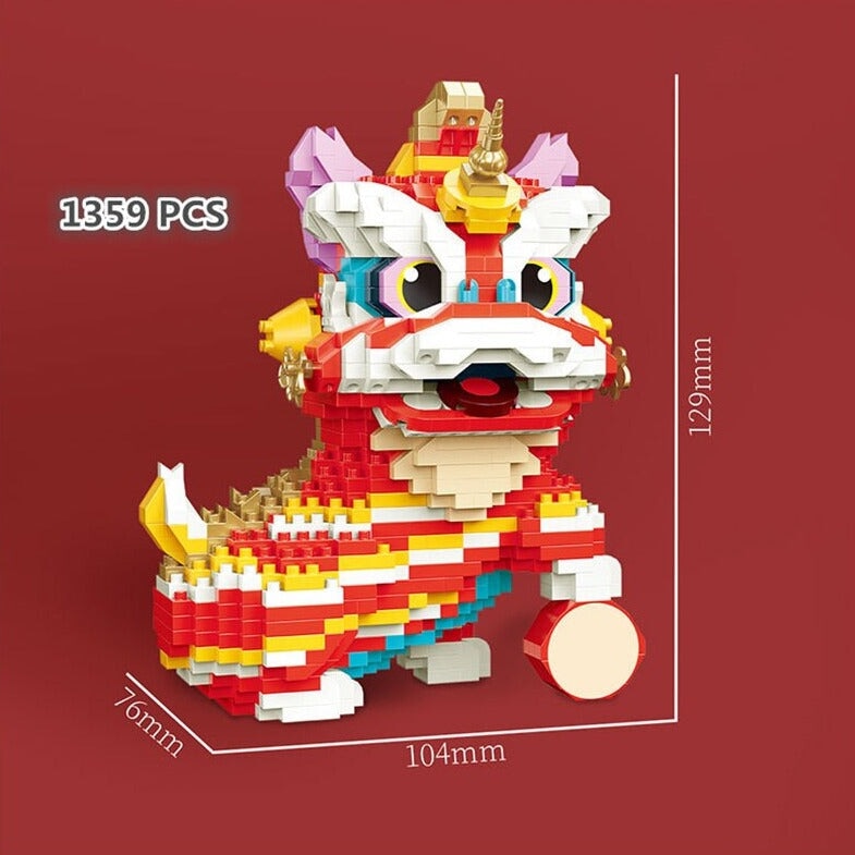 Chinese Lunar New Year Lion Dancing Nano Building Sets - Kawaiies - Adorable - Cute - Plushies - Plush - Kawaii