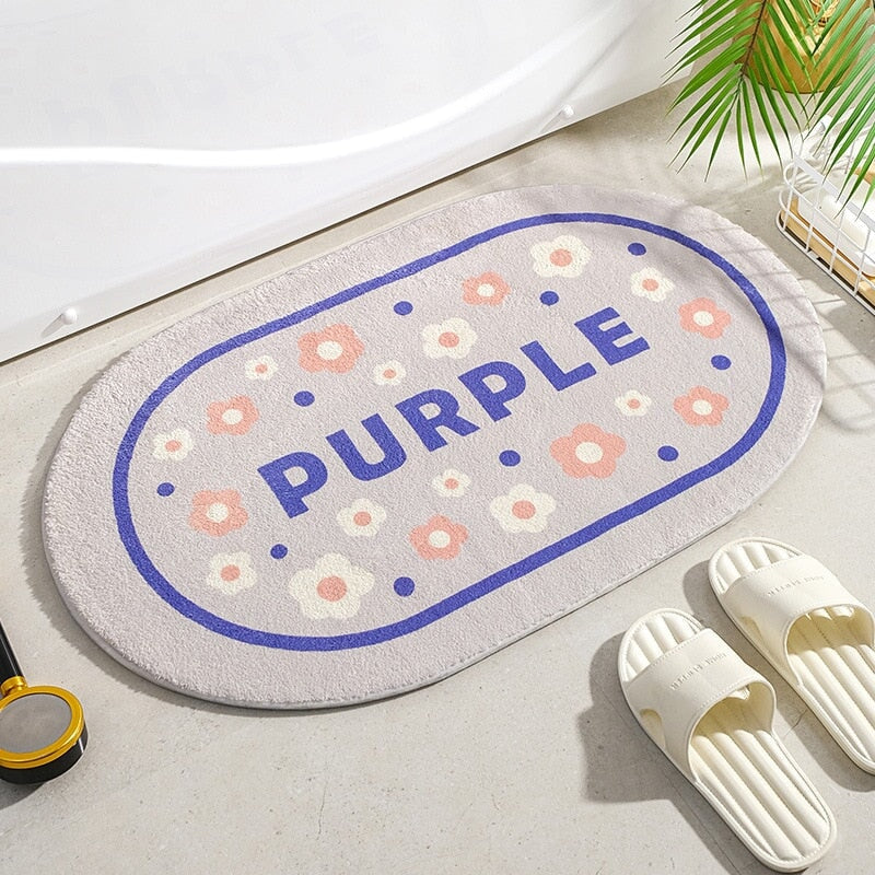 Circle Kawaii Floral Oval Bathroom Mat - Kawaiies - Adorable - Cute - Plushies - Plush - Kawaii