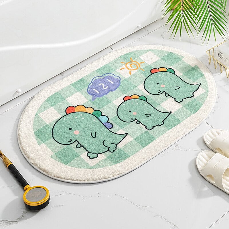 kawaiies-softtoys-plushies-kawaii-plush-Circle Oval Bear Bunny Bathroom Mat Collection | NEW Home Decor Dinosaurs 40 x 60cm 