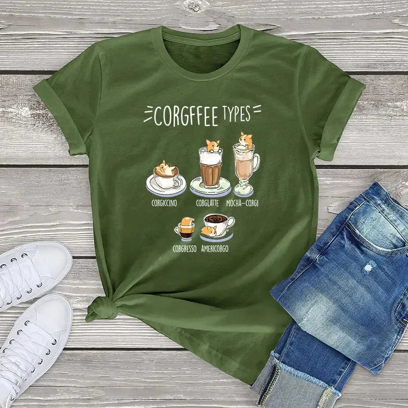 kawaiies-softtoys-plushies-kawaii-plush-Corgi Corgfee Type Dog Tee Apparel Green XS 