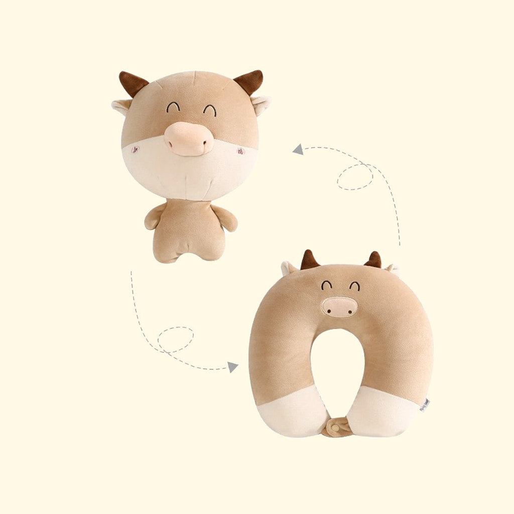 Cows 2-in-1 Travel Neck Support Pillow & Plushie - Kawaiies - Adorable - Cute - Plushies - Plush - Kawaii