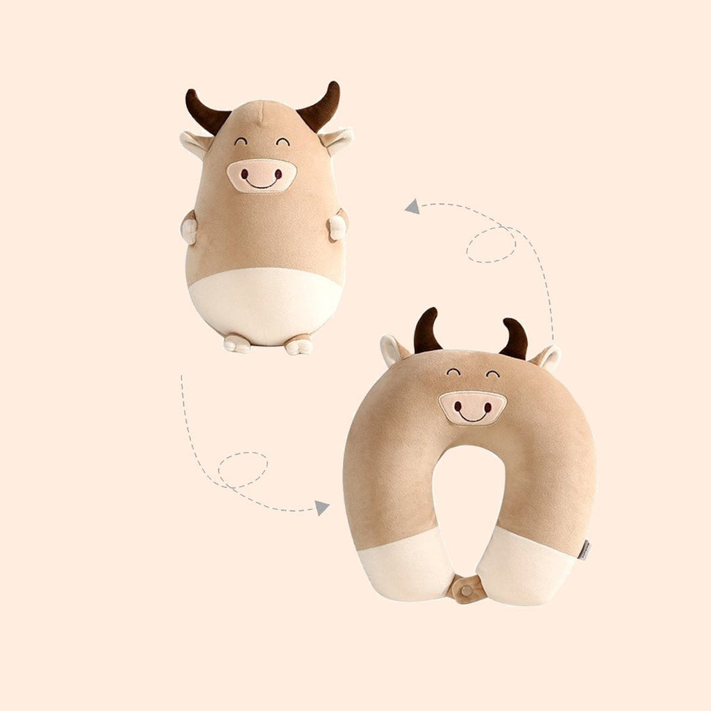 Cows 2-in-1 Travel Neck Support Pillow & Plushie - Kawaiies - Adorable - Cute - Plushies - Plush - Kawaii