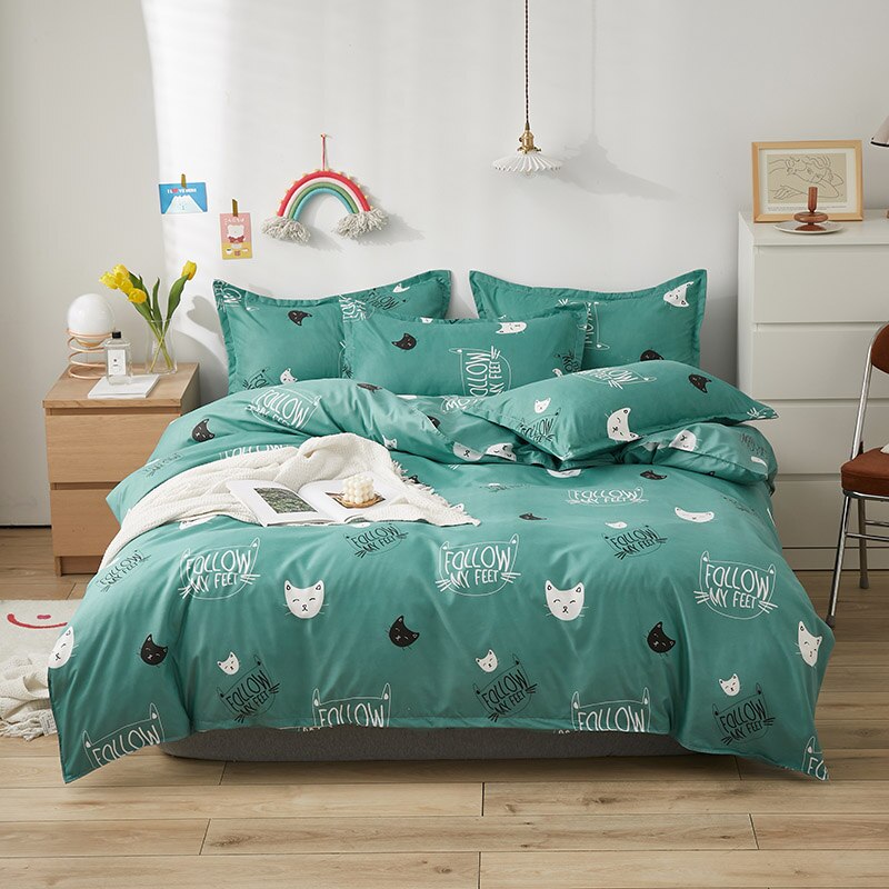 Cute Cat Print Bedding Set without Bed Flat Sheet - Kawaiies - Adorable - Cute - Plushies - Plush - Kawaii