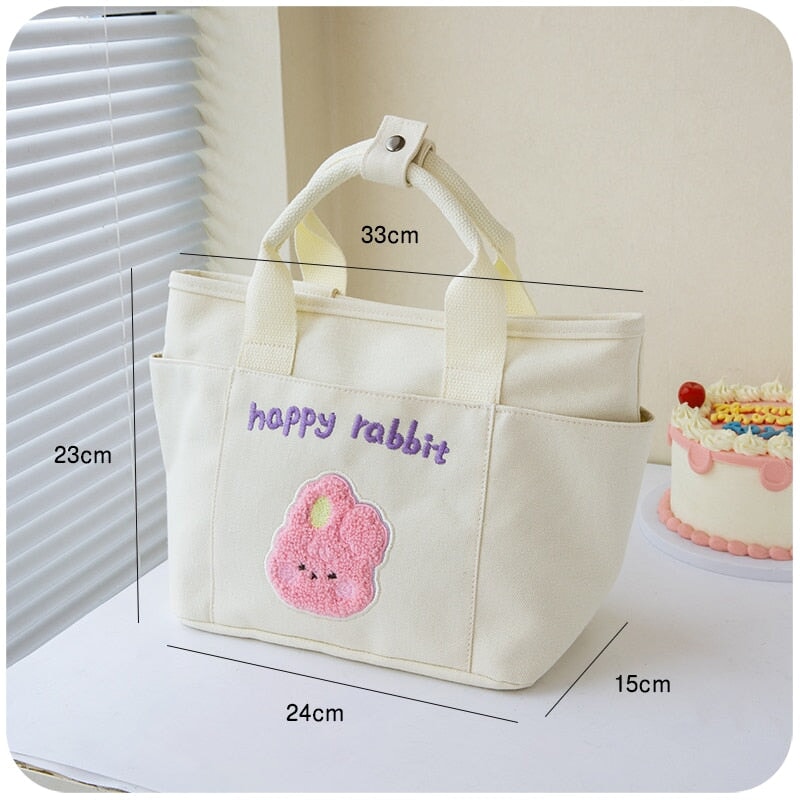 Cute Cherry & Bunny Canvas Lunch Bags - Kawaiies - Adorable - Cute - Plushies - Plush - Kawaii