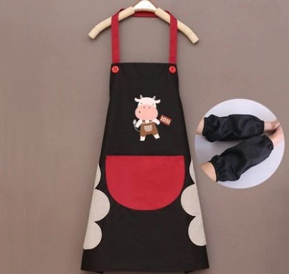 Cute Cow Print Waterproof Apron Set with Short Sleeves - Kawaiies - Adorable - Cute - Plushies - Plush - Kawaii