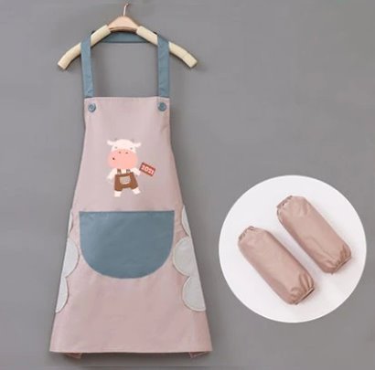 Cute Cow Print Waterproof Apron Set with Short Sleeves - Kawaiies - Adorable - Cute - Plushies - Plush - Kawaii