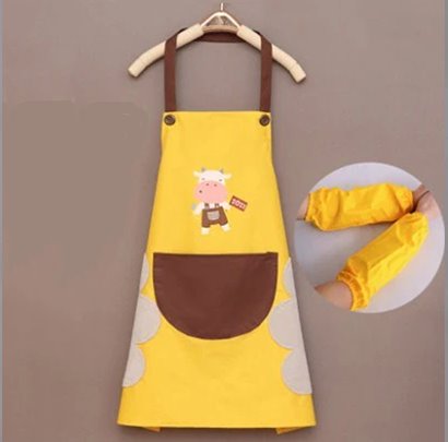 Cute Cow Print Waterproof Apron Set with Short Sleeves - Kawaiies - Adorable - Cute - Plushies - Plush - Kawaii