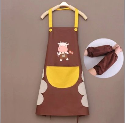 Cute Cow Print Waterproof Apron Set with Short Sleeves - Kawaiies - Adorable - Cute - Plushies - Plush - Kawaii