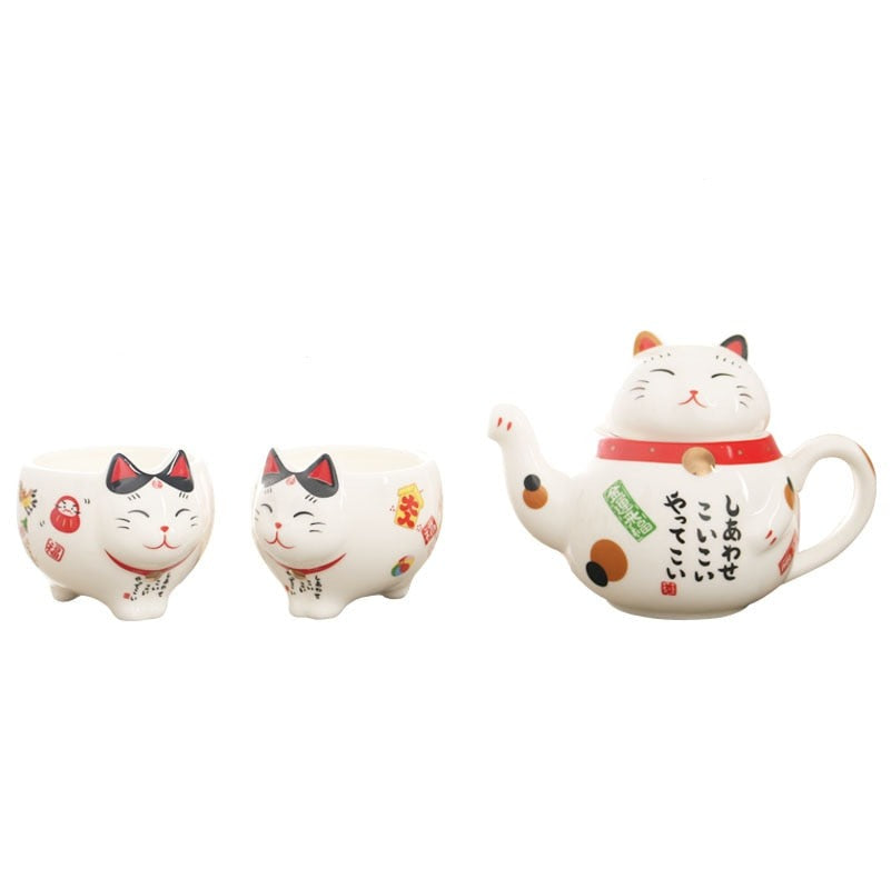 Cute Japanese Lucky Cat Porcelain Tea Set - Kawaiies - Adorable - Cute - Plushies - Plush - Kawaii