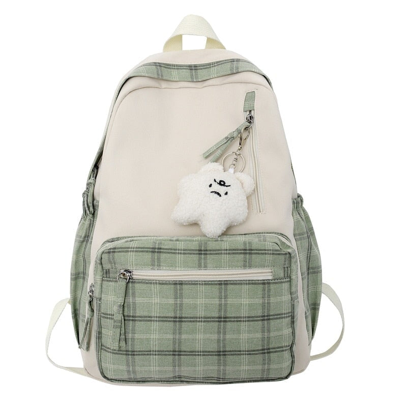 Cute Plaid Two-Tone Pastel Backpack - Kawaiies - Adorable - Cute - Plushies - Plush - Kawaii