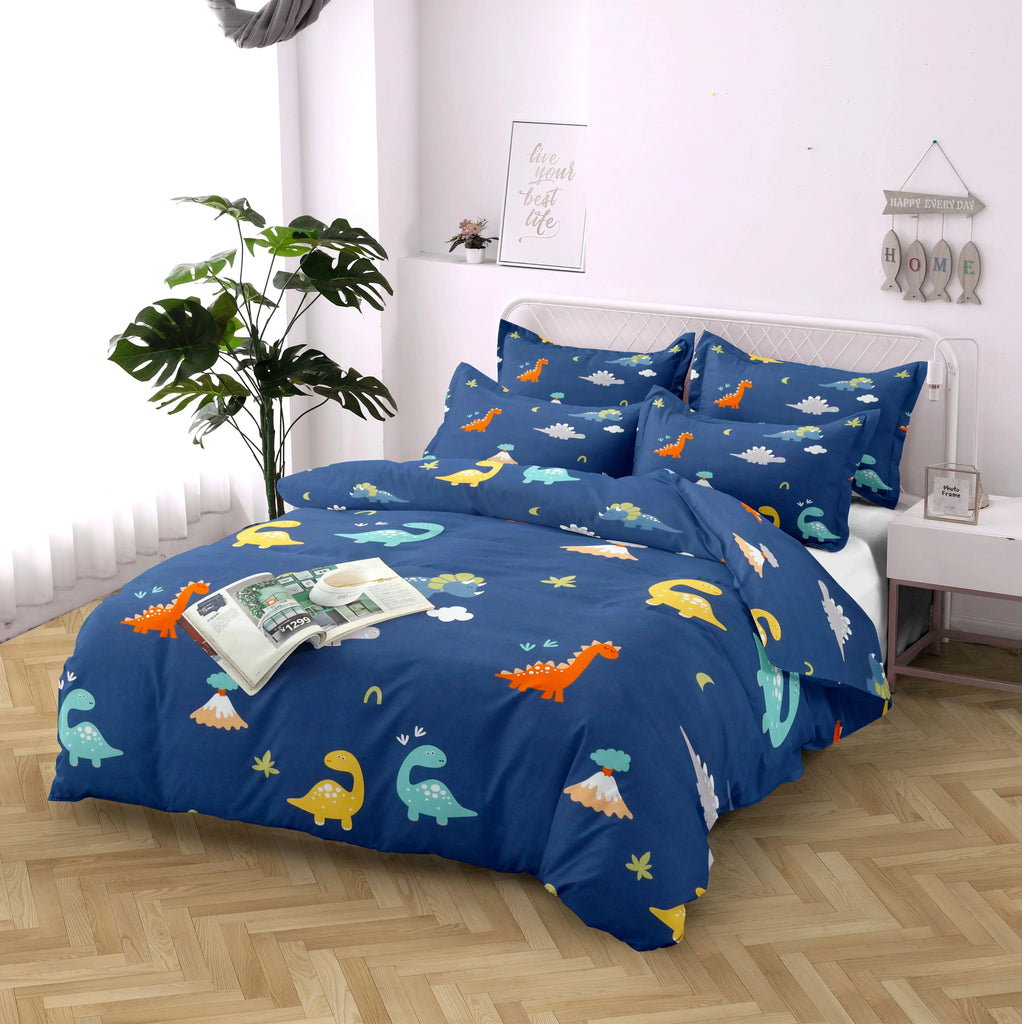 kawaiies-softtoys-plushies-kawaii-plush-Dino World Bedding Set without Bedsheet Bedding Sets Blue Twin 3pcs 