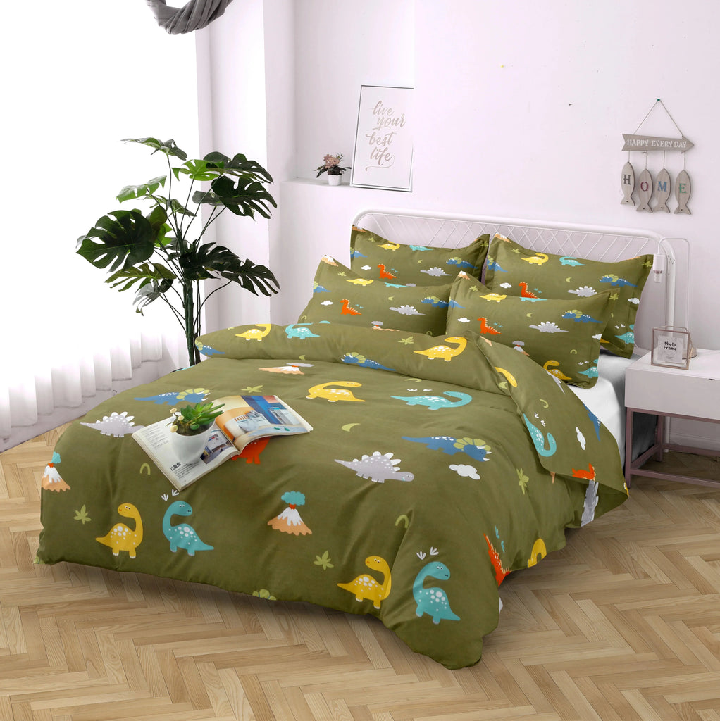 kawaiies-softtoys-plushies-kawaii-plush-Dino World Bedding Set without Bedsheet Bedding Sets Green Twin 3pcs 