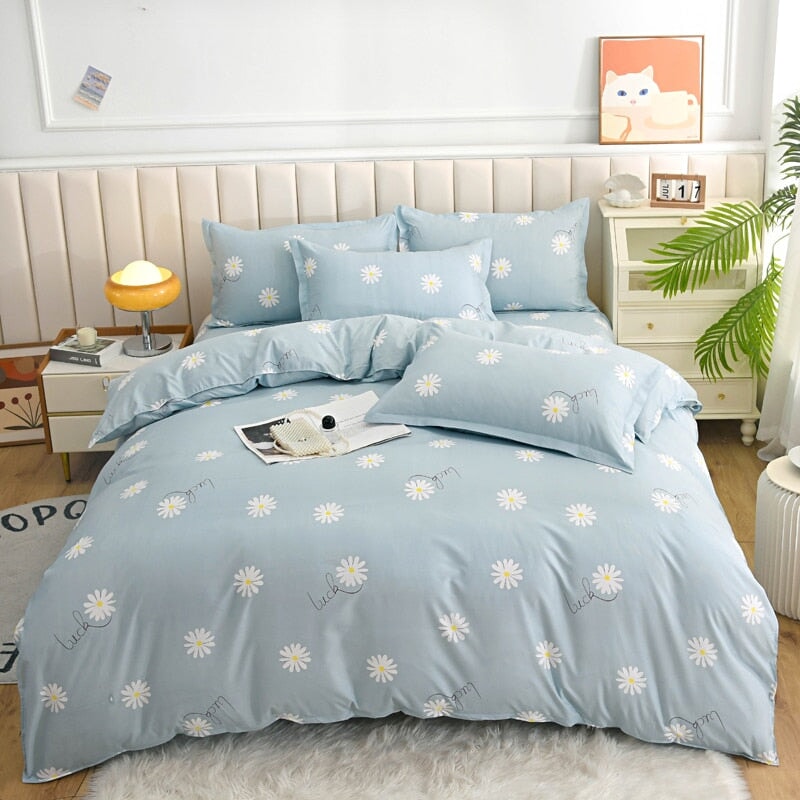 Elegant Blue Pink Floral Bedding Set Collection - Kawaiies - Adorable - Cute - Plushies - Plush - Kawaii