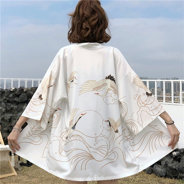 Exquisite Japanese-themed Crane Waves Women's Kimono Cardigan - Kawaiies - Adorable - Cute - Plushies - Plush - Kawaii