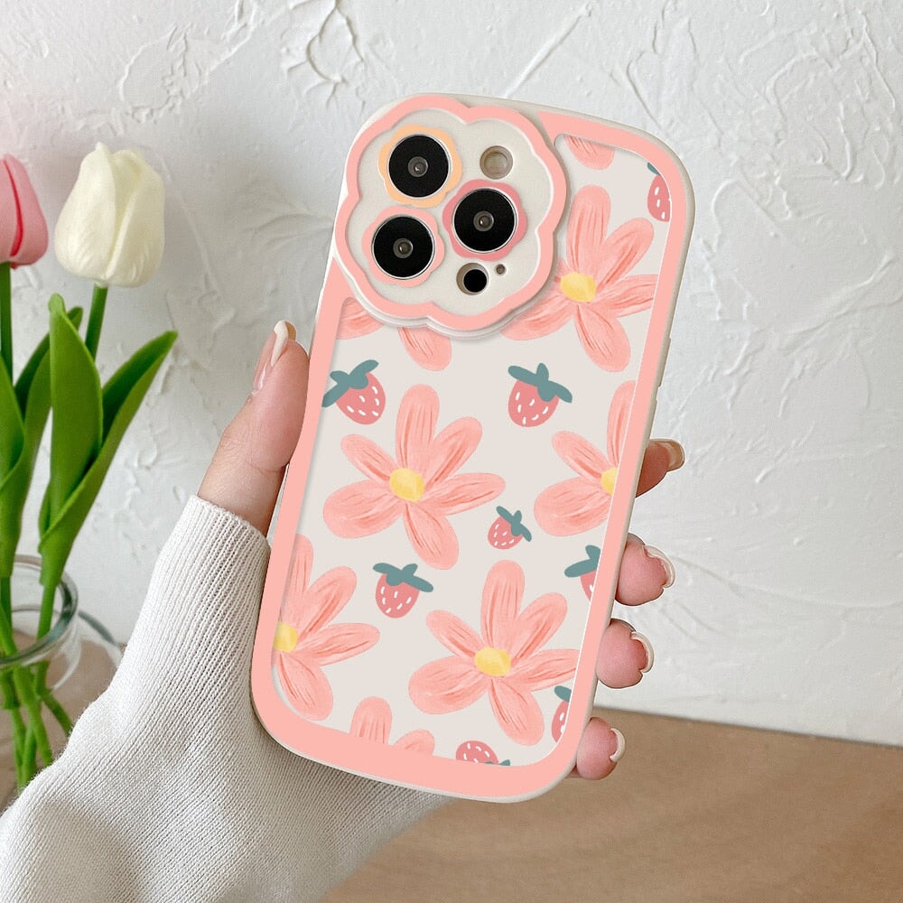 Floral Purple Pink Strawberry iPhone Case - Kawaiies - Adorable - Cute - Plushies - Plush - Kawaii