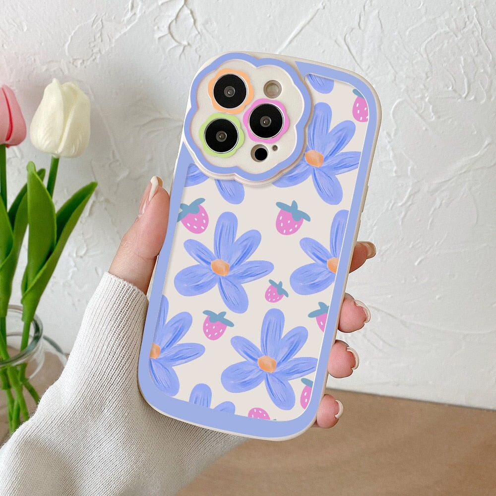 Floral Purple Pink Strawberry iPhone Case - Kawaiies - Adorable - Cute - Plushies - Plush - Kawaii