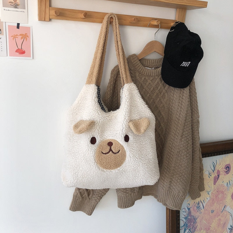 Fluffy Bear Tote Bag with Small Ears - Kawaiies - Adorable - Cute - Plushies - Plush - Kawaii