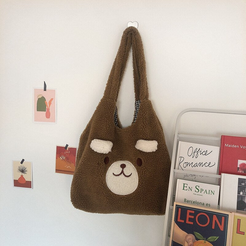 Fluffy Bear Tote Bag with Small Ears - Kawaiies - Adorable - Cute - Plushies - Plush - Kawaii