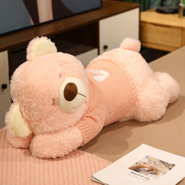 Fluffy Sleeping Brown White Dog Bear Plushie - Kawaiies - Adorable - Cute - Plushies - Plush - Kawaii