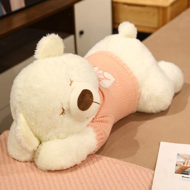 Fluffy Sleeping Brown White Dog Bear Plushie - Kawaiies - Adorable - Cute - Plushies - Plush - Kawaii