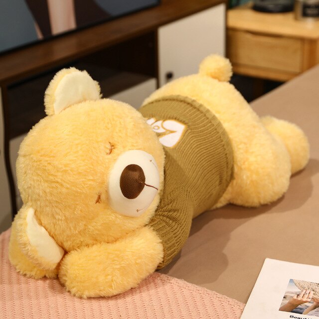 Fluffy Sleeping Brown White Dog Bear Plushie - Kawaiies - Adorable - Cute - Plushies - Plush - Kawaii