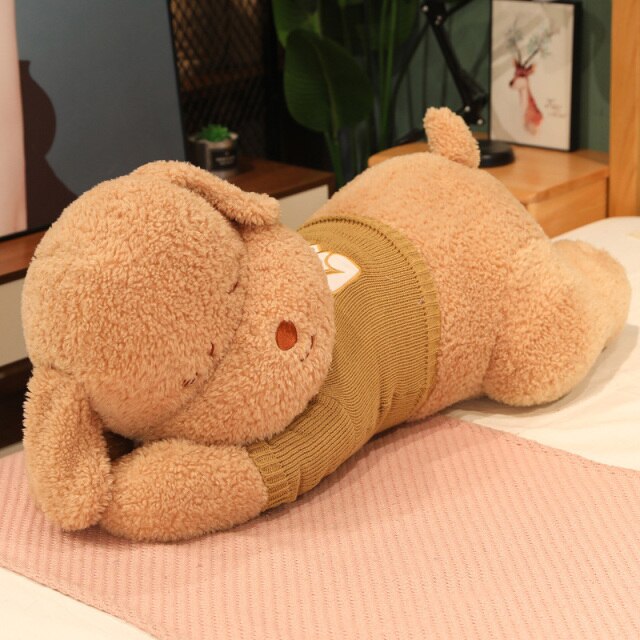 Fluffy Sleeping Brown White Dog Bear Plushie - Kawaiies - Adorable - Cute - Plushies - Plush - Kawaii