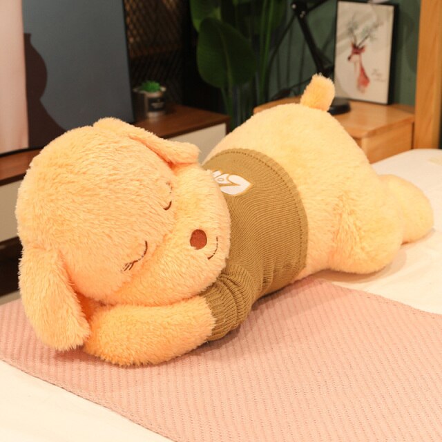 Fluffy Sleeping Brown White Dog Bear Plushie - Kawaiies - Adorable - Cute - Plushies - Plush - Kawaii