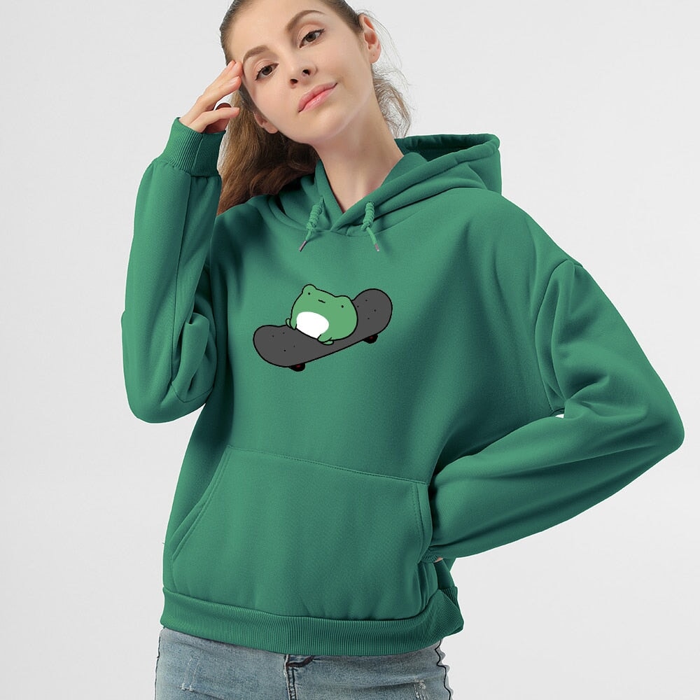 Frog on Skateboard Unisex Hoodies  - Limited Stock - Kawaiies - Adorable - Cute - Plushies - Plush - Kawaii