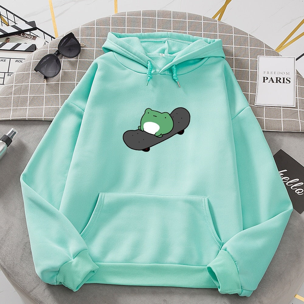 Frog on Skateboard Unisex Hoodies  - Limited Stock - Kawaiies - Adorable - Cute - Plushies - Plush - Kawaii