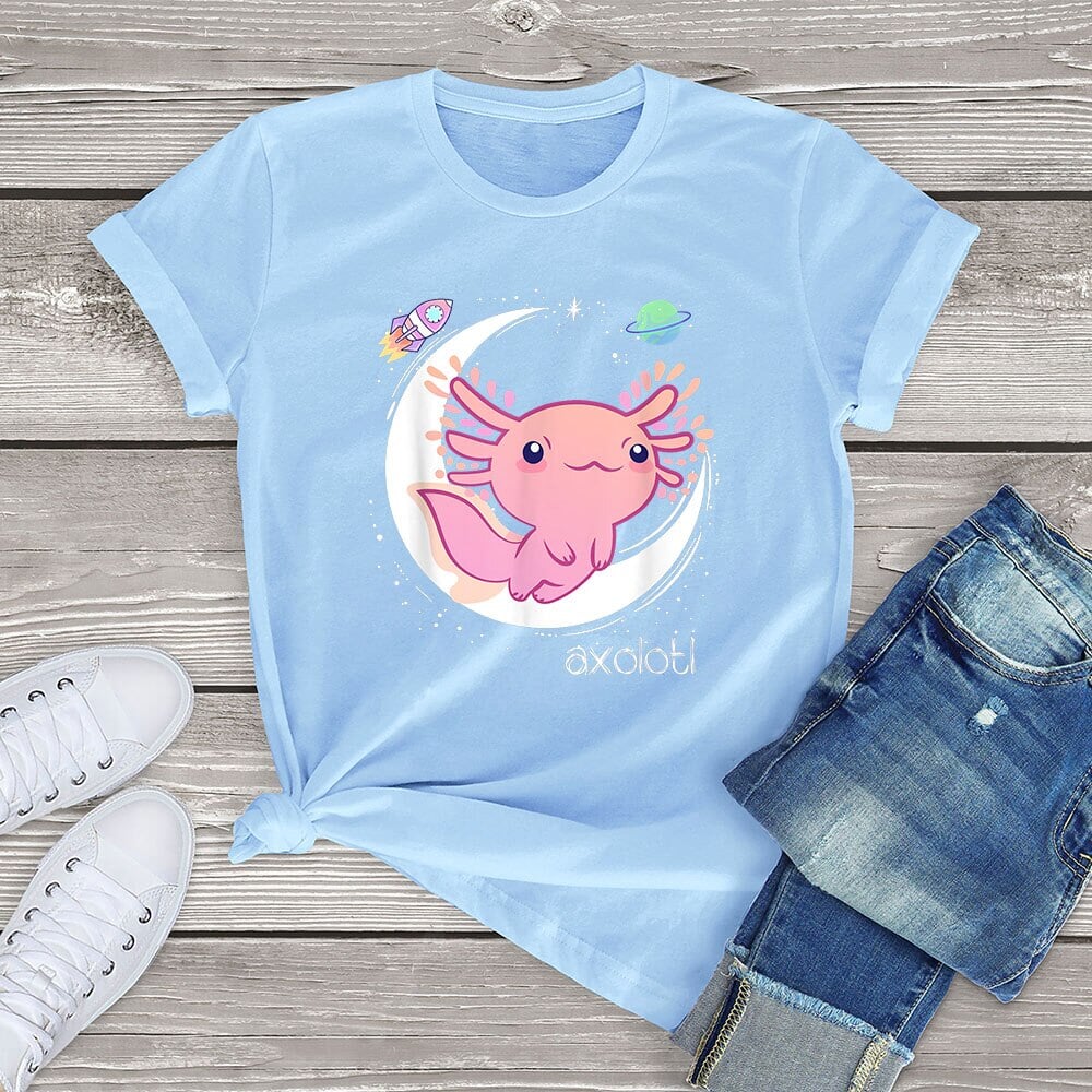 kawaiies-softtoys-plushies-kawaii-plush-Galaxy Axolotl Landing on the Moon Cotton Tee Apparel Sky Blue XS 