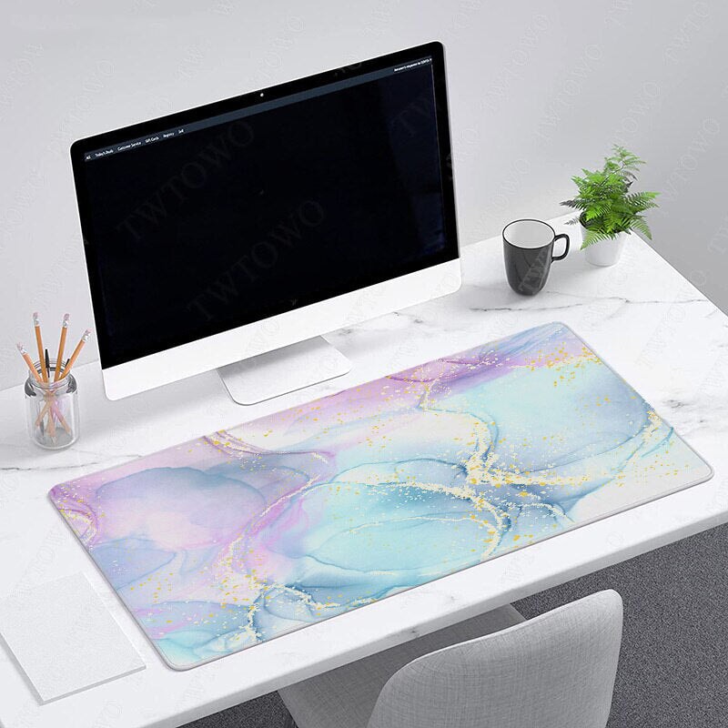 Glitter Rainbow Marble High Quality Large Mouse Pad - Kawaiies - Adorable - Cute - Plushies - Plush - Kawaii