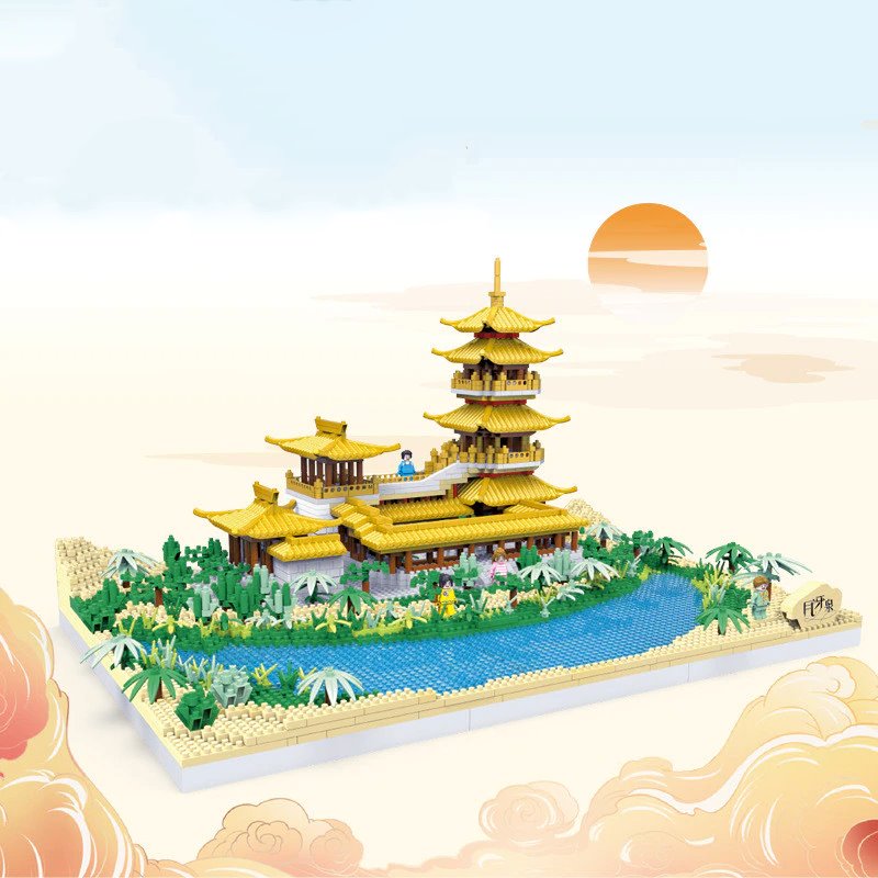 Golden Pagoda Temples Lake Village Nano Building Set - Kawaiies - Adorable - Cute - Plushies - Plush - Kawaii