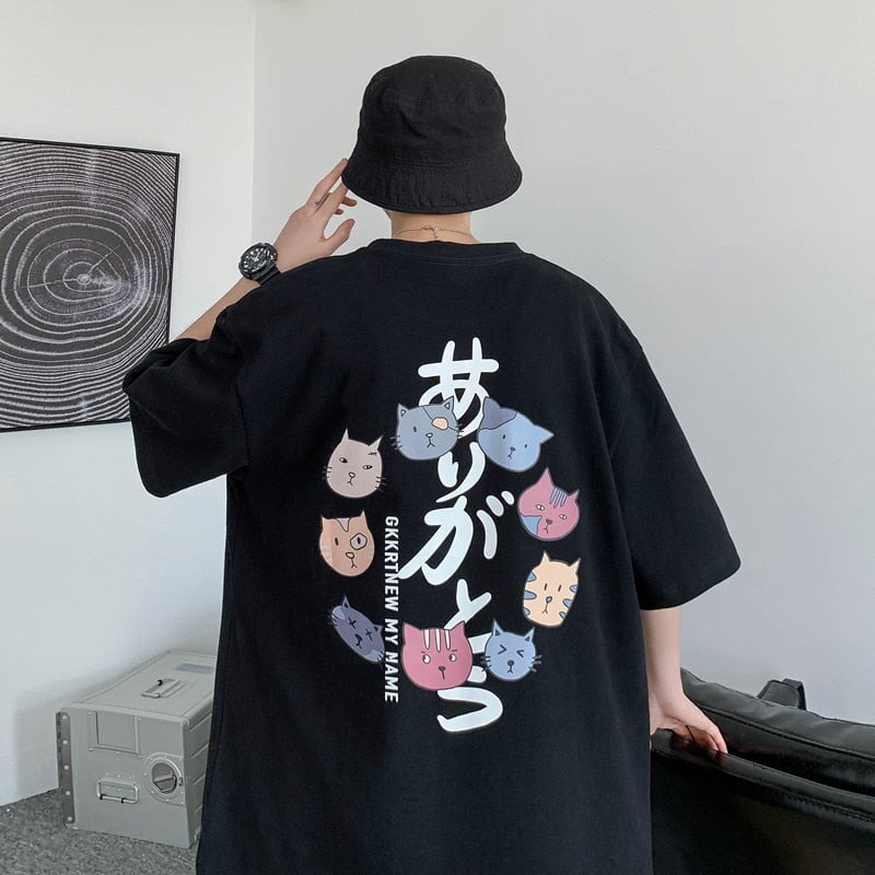 Harajuku Circle of Cats Part-Cotton Unisex Tee - Kawaiies - Adorable - Cute - Plushies - Plush - Kawaii